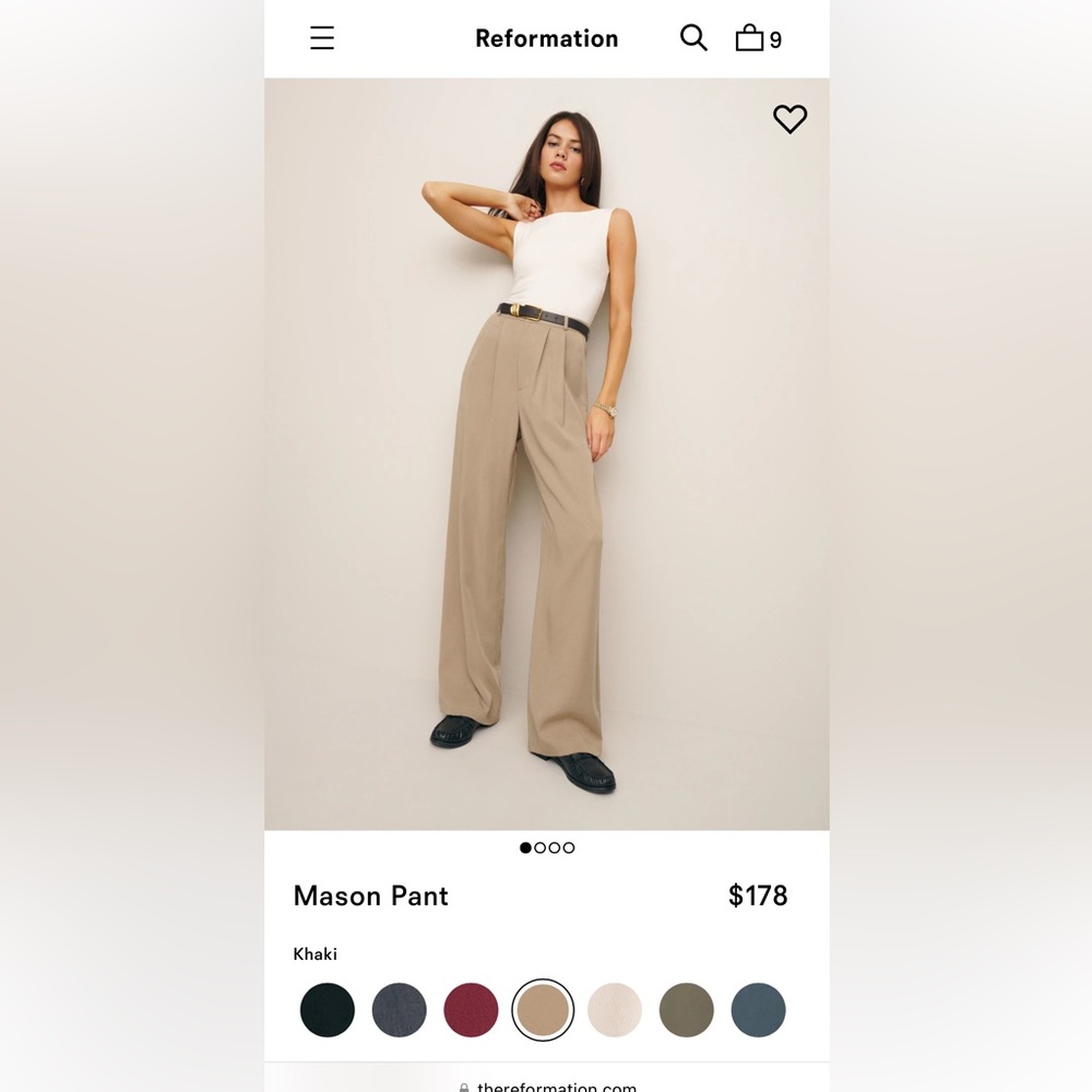 Khaki Reformation Mason Pant